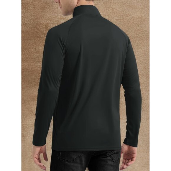 🆕Men's Black Polyester Rash Guard Swim Shirt Long Sleeve UPF 50 Sun Protection - Picture 7 of 7